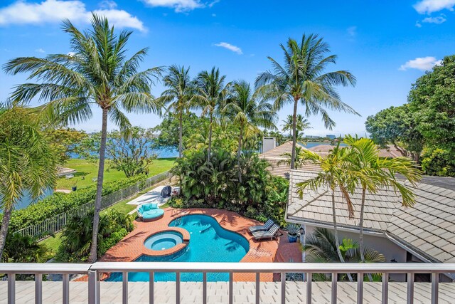 2 Firestone Cir, West Palm Beach, FL 33401 - view of pool featuring a fenced backyard, a patio, and a pool with connected hot tub