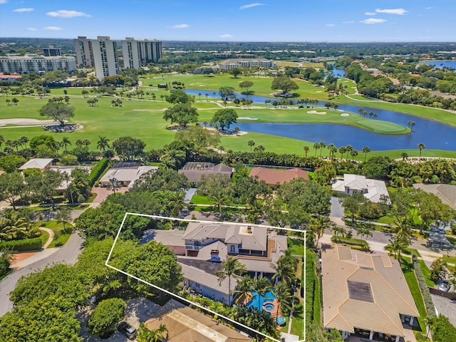 2 Firestone Cir, West Palm Beach, FL 33401 - aerial view of property's location with property parcel outlined, a golf club, and a nearby body of water