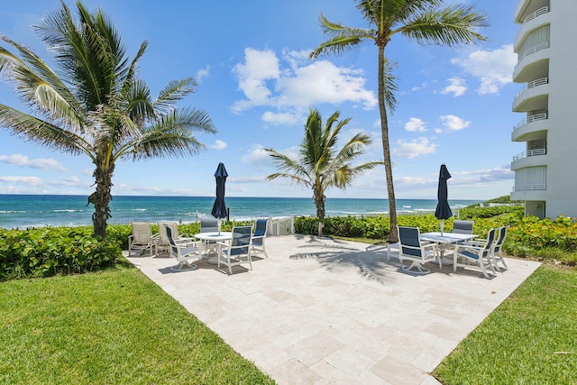 3401 S Ocean Blvd Unit 6, Highland Beach, FL 33487 - view of patio / terrace featuring view of water and beach