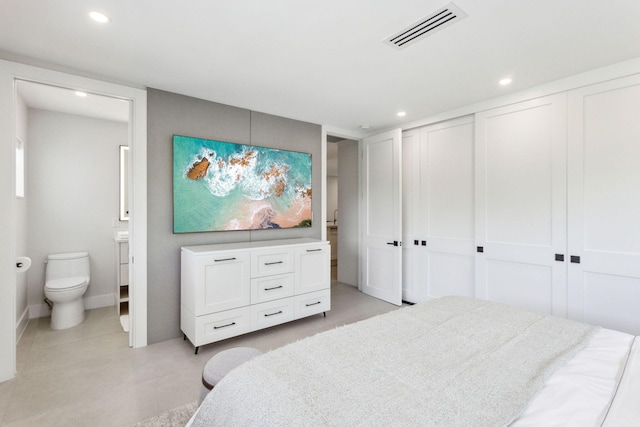 3401 S Ocean Blvd Unit 6, Highland Beach, FL 33487 - bedroom with recessed lighting, ensuite bathroom, a closet, and baseboards