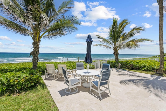 3401 S Ocean Blvd Unit 6, Highland Beach, FL 33487 - view of patio with view of water and beach