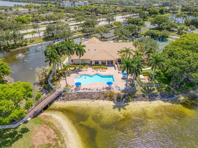 1833 Barnstable Rd, Wellington, FL 33414 - drone / aerial view of a pool area and a nearby body of water