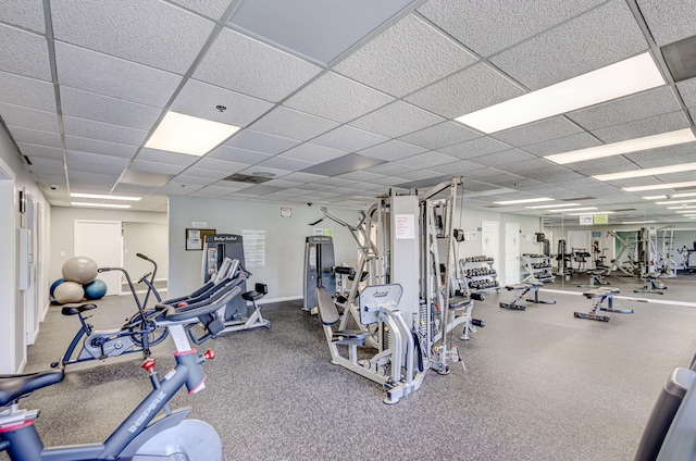 1833 Barnstable Rd, Wellington, FL 33414 - workout area featuring a paneled ceiling