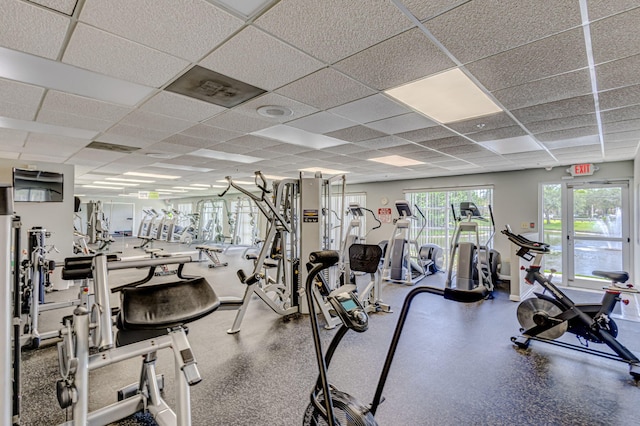 1833 Barnstable Rd, Wellington, FL 33414 - workout area with a drop ceiling
