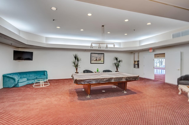 1833 Barnstable Rd, Wellington, FL 33414 - rec room featuring carpet, recessed lighting, and billiards