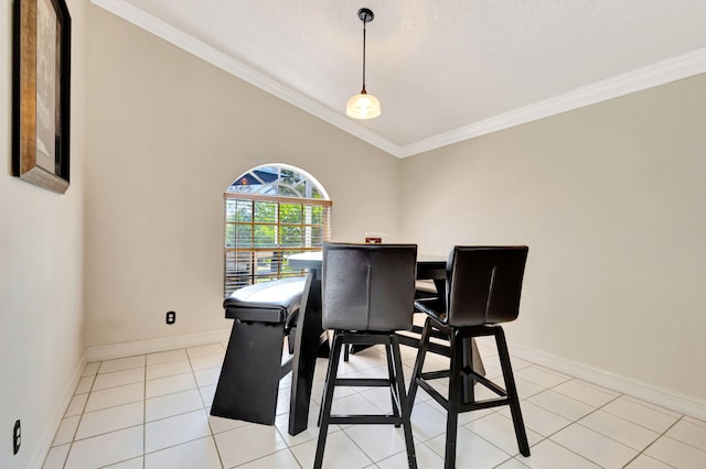 1833 Barnstable Rd, Wellington, FL 33414 - dining space featuring crown molding, baseboards, and light tile patterned floors