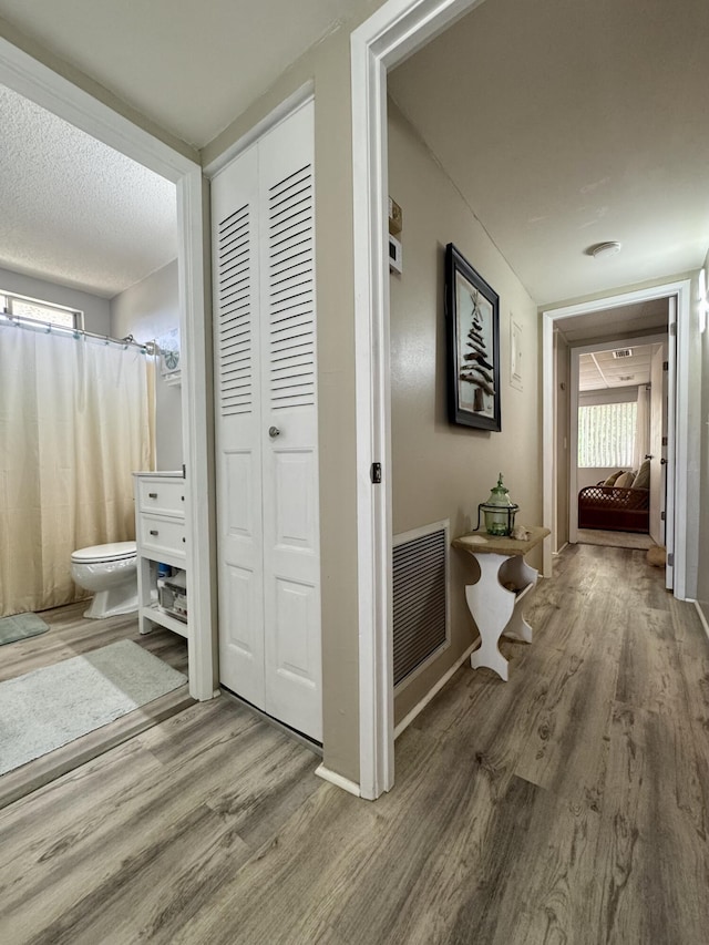 1560 NE 12th Ter Unit D9, Jensen Beach, FL 34957 - corridor with wood finished floors and a textured ceiling