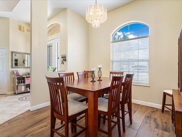 6575 NW Pomona Ct, Port Saint Lucie, FL 34983 - dining space with hardwood / wood-style flooring and a chandelier