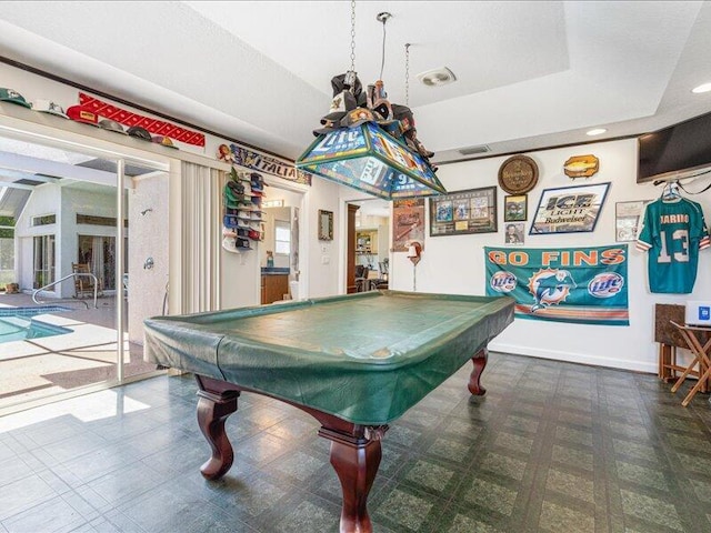 6575 NW Pomona Ct, Port Saint Lucie, FL 34983 - game room with recessed lighting, pool table, and a tray ceiling