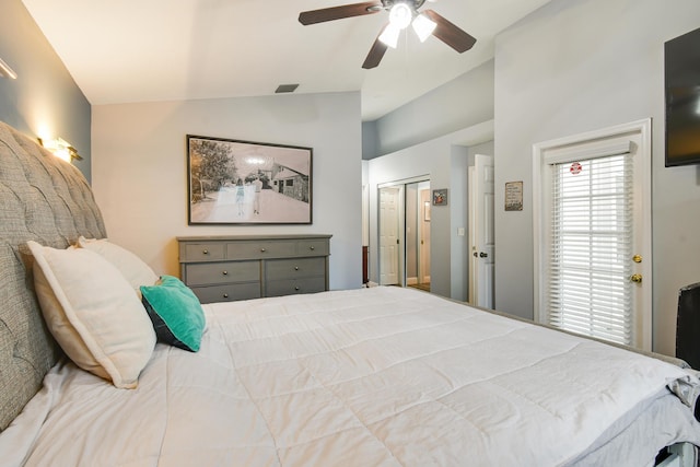 1644 Oak Berry Cir, Wellington, FL 33414 - bedroom featuring lofted ceiling and ceiling fan