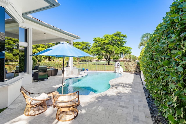 16313 Mira Vista Ln, Delray Beach, FL 33446 - view of swimming pool featuring area for grilling and a patio