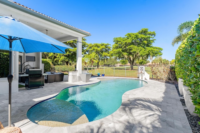 16313 Mira Vista Ln, Delray Beach, FL 33446 - view of swimming pool featuring a patio and a grill