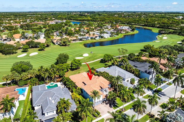 16313 Mira Vista Ln, Delray Beach, FL 33446 - aerial perspective of suburban area featuring a large body of water and a local golf course