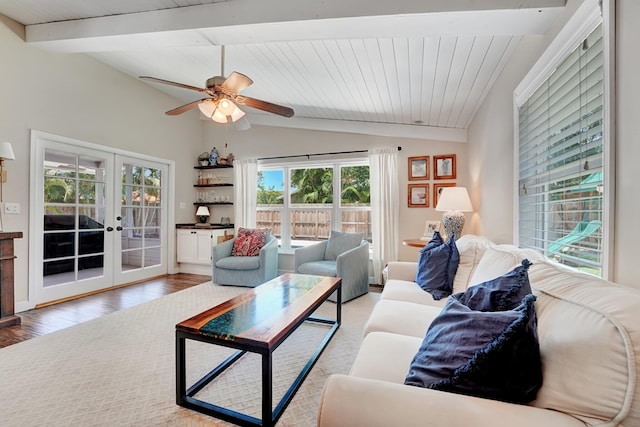 18428 Alydar Way, Boca Raton, FL 33496 - living room with french doors, ceiling fan, and wood finished floors
