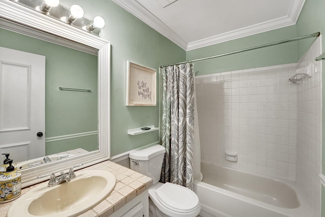 18428 Alydar Way, Boca Raton, FL 33496 - full bathroom with crown molding, shower / bath combination with curtain, toilet, and vanity
