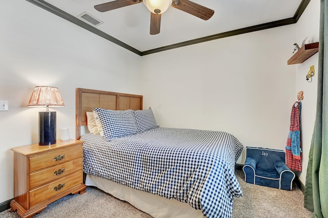 18428 Alydar Way, Boca Raton, FL 33496 - bedroom with crown molding, light carpet, and ceiling fan