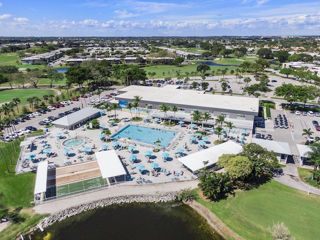 521 Saxony K, Delray Beach, FL 33446 - aerial view of a large body of water, a pool, and a golf course