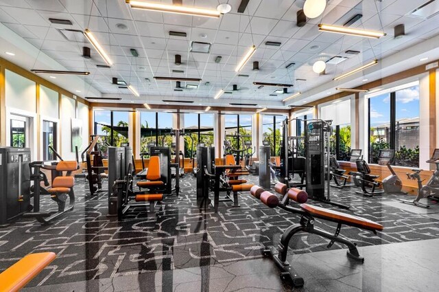 8342 Crystal Downs Ave, Boca Raton, FL 33434 - gym with a paneled ceiling