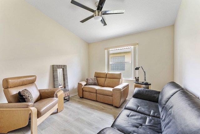 12092 Aprilia Dr, Boynton Beach, FL 33437 - living area with a ceiling fan, light wood-style floors, vaulted ceiling, and heating unit