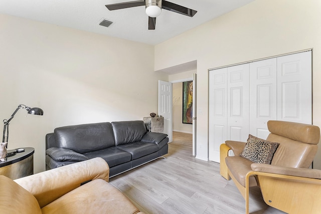 12092 Aprilia Dr, Boynton Beach, FL 33437 - living area featuring ceiling fan, light wood-type flooring, and baseboards