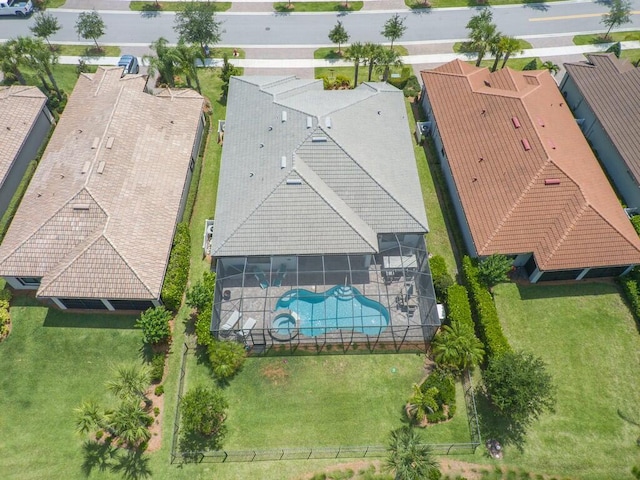 5082 Monroe Cir, Vero Beach, FL 32967 - aerial perspective of suburban area featuring a pool area