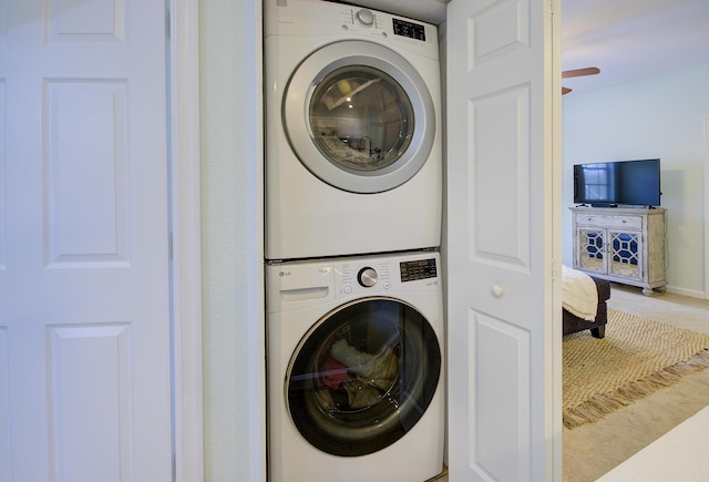 1406 W Wickham Cir Unit A, Delray Beach, FL 33445 - washroom featuring stacked washer / dryer