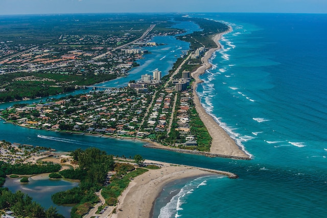 6799 Imperial Woods Rd, Jupiter, FL 33458 - drone / aerial view of waterfront with a beach