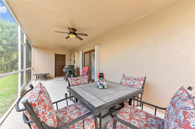 1184 Landings Run, Greenacres, FL 33413 - sunroom with a ceiling fan and outdoor dining space