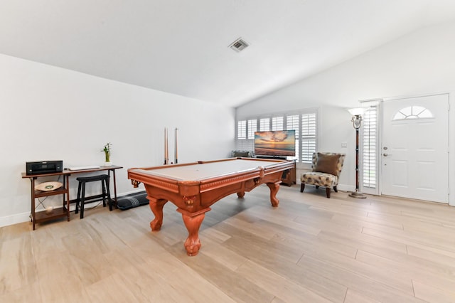 1184 Landings Run, Greenacres, FL 33413 - rec room with vaulted ceiling, light wood-type flooring, pool table, and baseboards