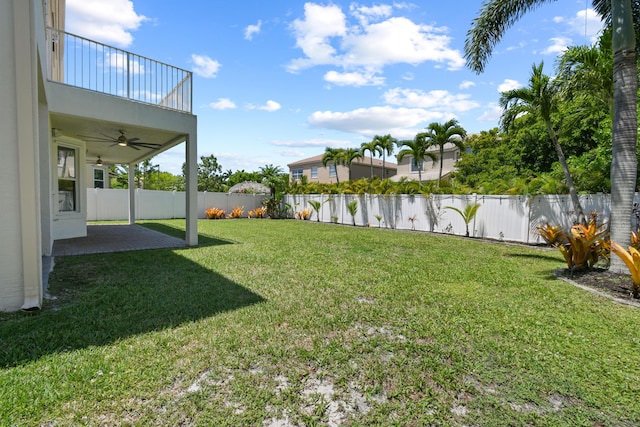 2371 Simonson Dr, Wellington, FL 33414 - view of yard with ceiling fan, a balcony, and a patio