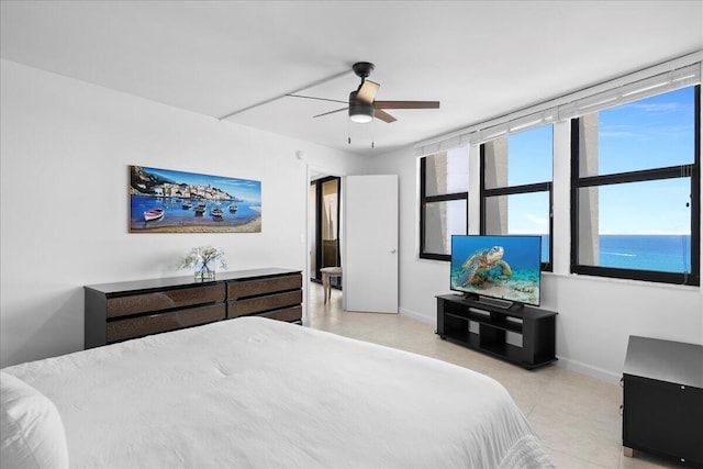 2800 N Ocean Dr Unit B-24D, Singer Island, FL 33404 - bedroom featuring baseboards, a ceiling fan, and tile patterned floors