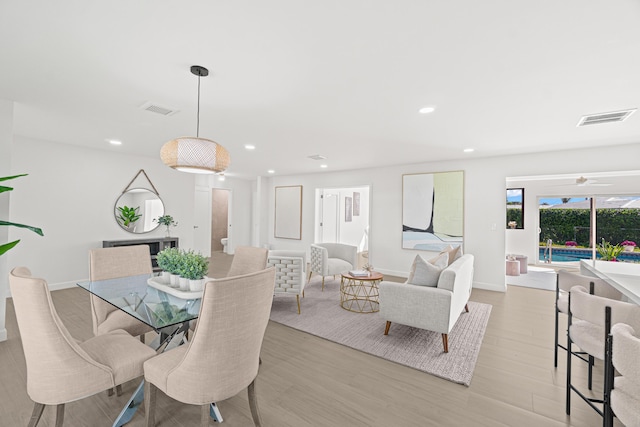 812 Chapel Hill Blvd, Boynton Beach, FL 33435 - dining area with recessed lighting, light wood finished floors, baseboards, and a ceiling fan