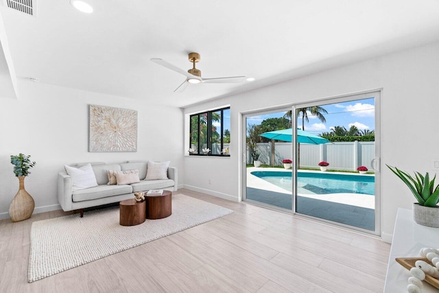 812 Chapel Hill Blvd, Boynton Beach, FL 33435 - living area with baseboards, wood finished floors, ceiling fan, and recessed lighting