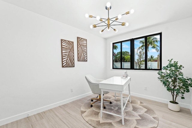 812 Chapel Hill Blvd, Boynton Beach, FL 33435 - office with a chandelier, wood finished floors, and baseboards