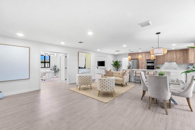 812 Chapel Hill Blvd, Boynton Beach, FL 33435 - living area featuring recessed lighting, light wood-type flooring, baseboards, and a chandelier