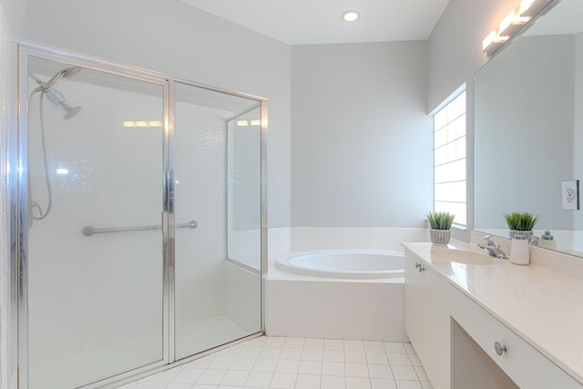 13664 Kiltie Ct, Delray Beach, FL 33446 - full bath with a shower stall, a bath, vanity, and recessed lighting