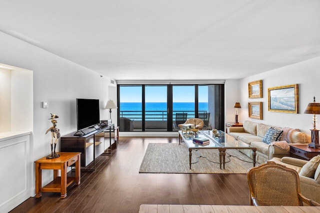 1500 S Ocean Blvd Unit 804, Boca Raton, FL 33432 - living area featuring dark wood-style flooring and floor to ceiling windows