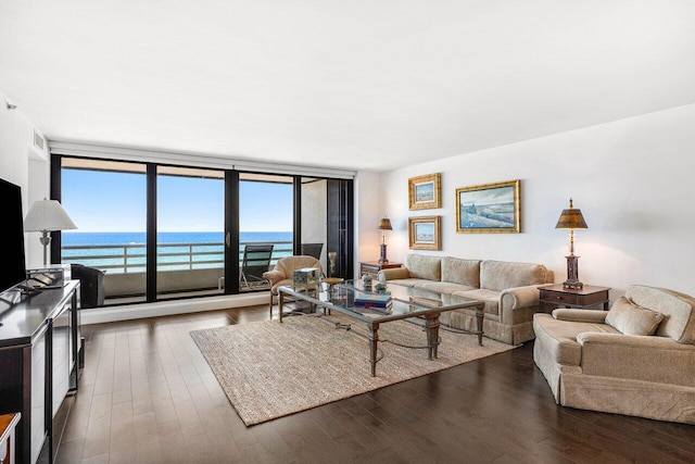 1500 S Ocean Blvd Unit 804, Boca Raton, FL 33432 - living room featuring wood finished floors, expansive windows, and a water view