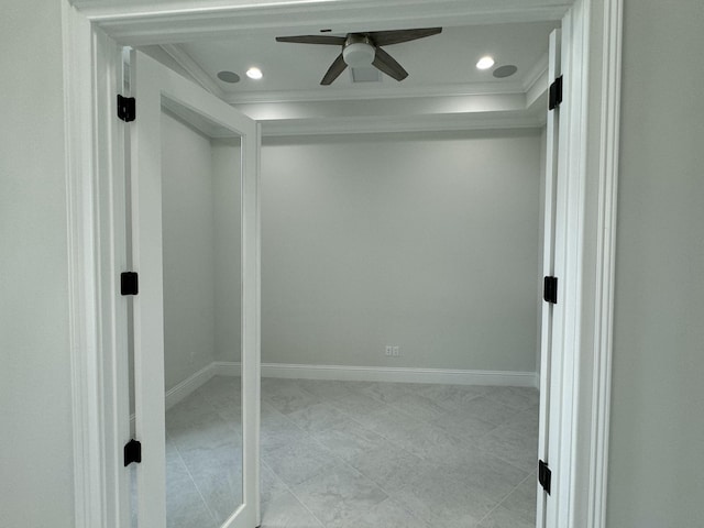 4662 Estates Cir, Westlake, FL 33470 - empty room featuring ceiling fan, recessed lighting, and crown molding
