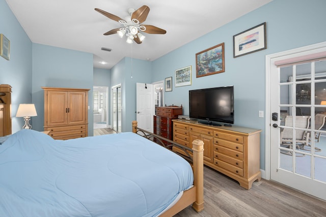 550 SW Sanctuary Dr, Port Saint Lucie, FL 34986 - bedroom featuring light wood-type flooring, ceiling fan, and ensuite bath