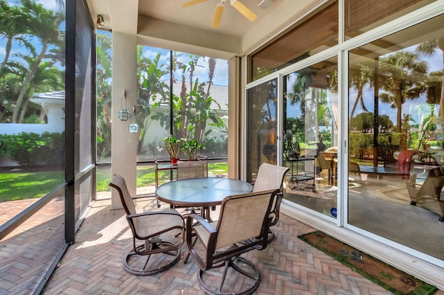 7919 L Aquila Way, Delray Beach, FL 33446 - sunroom / solarium featuring a ceiling fan