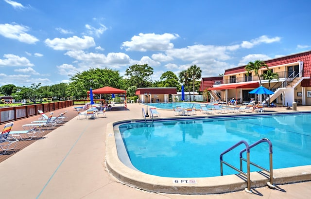 community pool featuring a patio area