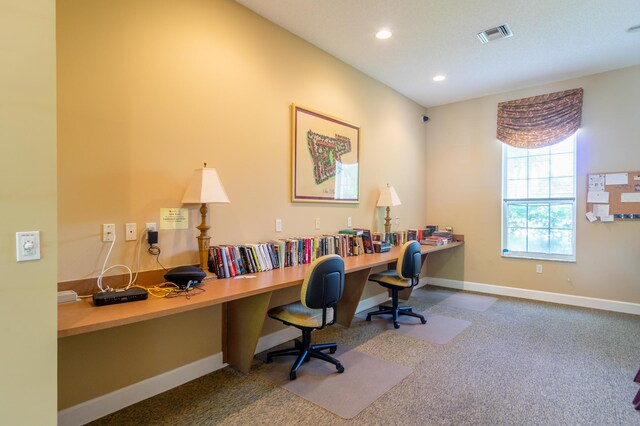 236 Village Blvd Unit 1303, Tequesta, FL 33469 - office area featuring baseboards, recessed lighting, and built in desk