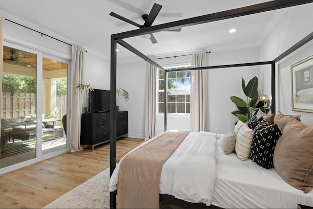17564 Cinquez Park Rd W, Jupiter, FL 33458 - bedroom featuring access to outside, multiple windows, crown molding, light wood finished floors, and recessed lighting
