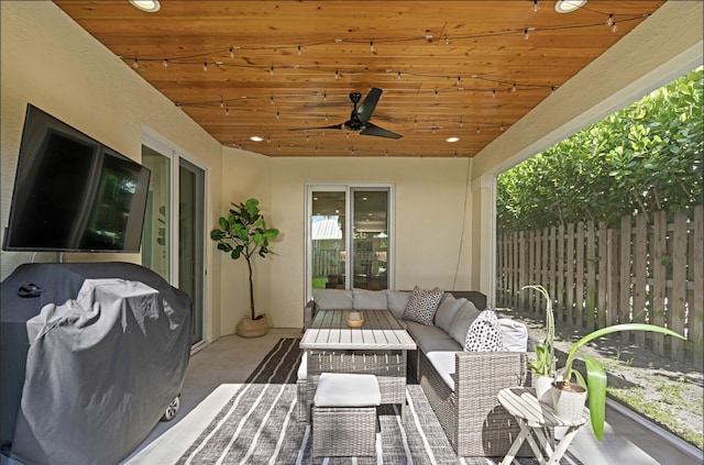 17564 Cinquez Park Rd W, Jupiter, FL 33458 - view of patio featuring outdoor lounge area and a ceiling fan