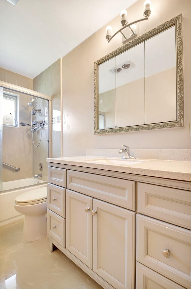 5730 Fernley Dr E Unit 28, West Palm Beach, FL 33415 - bathroom featuring vanity, enclosed tub / shower combo, and toilet