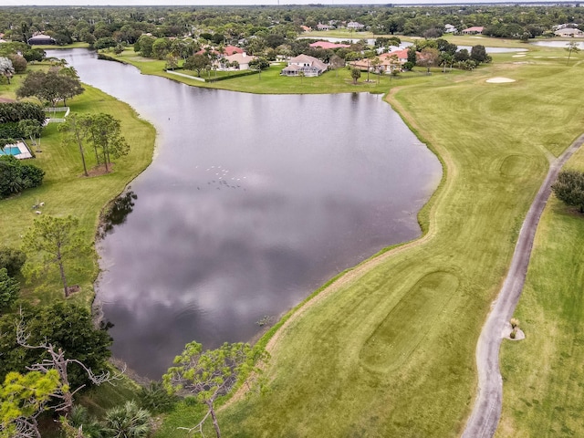 bird's eye view of a large body of water and a golf course