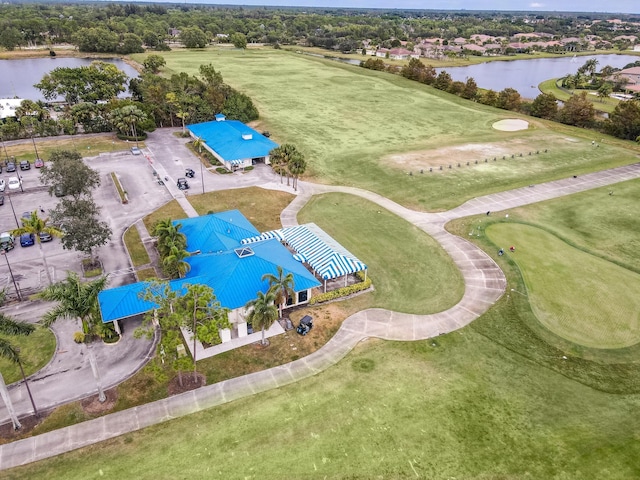 bird's eye view of a large body of water and a golf course
