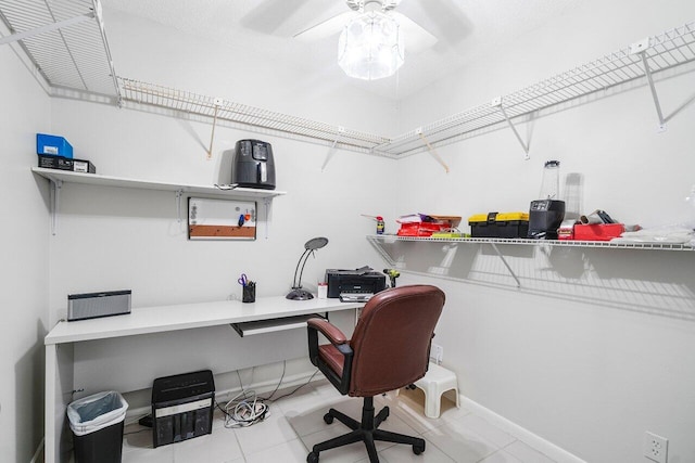65 Eastgate Dr Unit B, Boynton Beach, FL 33436 - office space with a ceiling fan, tile patterned flooring, and baseboards
