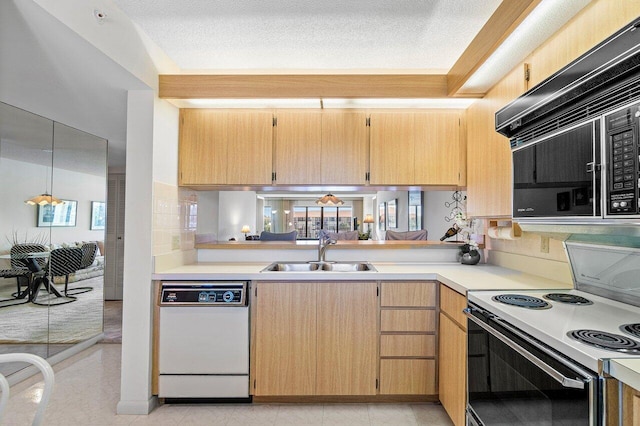 1401 Tidal Pointe Blvd Unit 405, Jupiter, FL 33477 - kitchen featuring electric stove, a sink, dishwasher, black microwave, and light countertops